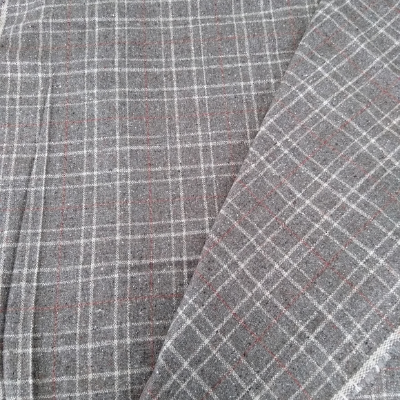 5.3yd 62"w Brown/cream 100% premium Tweed Wool plaid fabric from Paris. - Picture 6 of 7